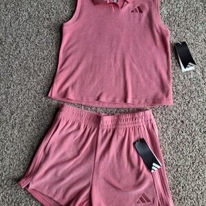 New With Tags Adidas Kids 14 Pink Sleeveless Short  Set